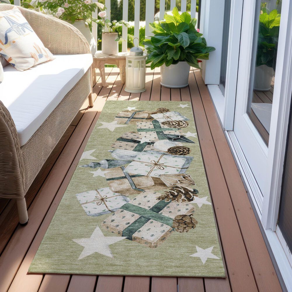 Dalyn Rug Company Wonderland WN33 2&#39;3&quot; x 7&#39;6&quot; Aloe Indoor/Outdoor Runner, , large