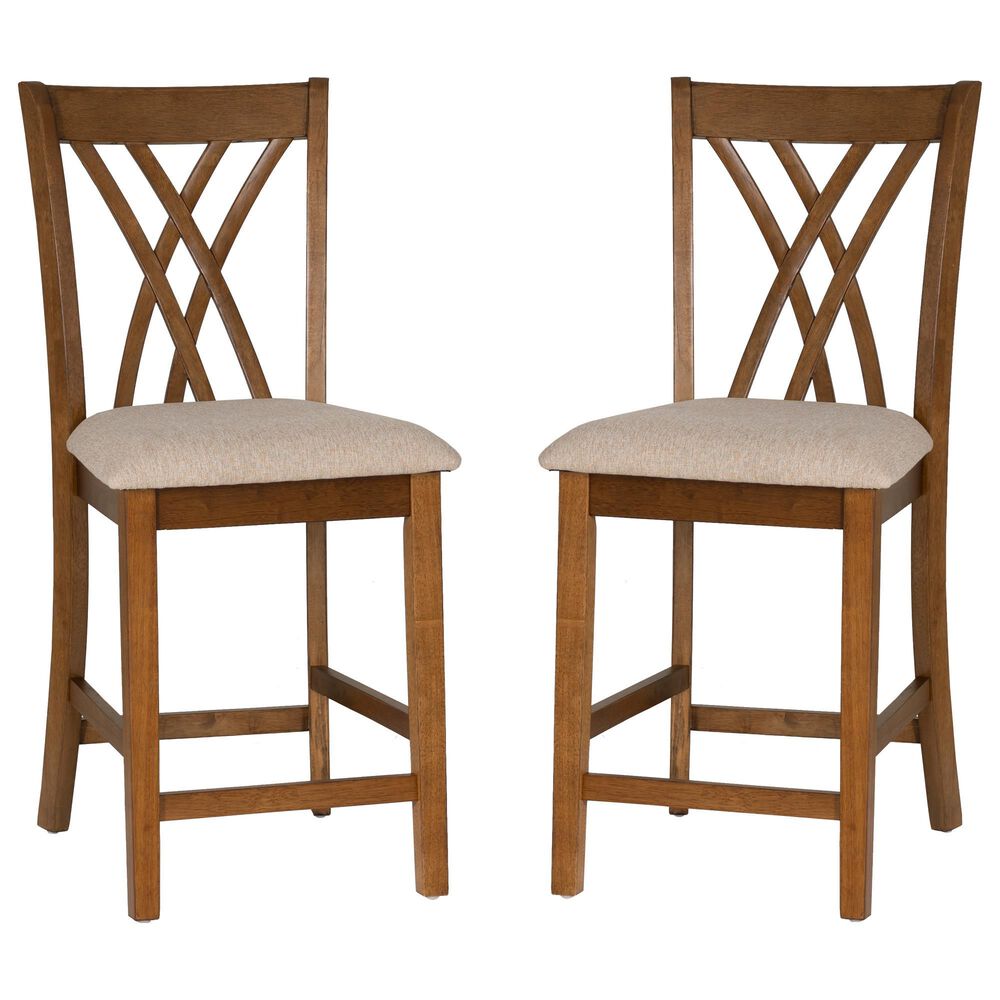 Linon Home Decor Maggie Counter Stool in Brown (Set of 2), , large