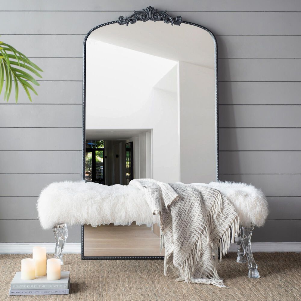 Hearth and Haven 66" x 36" Full Length Arched Mirror in Black, , large