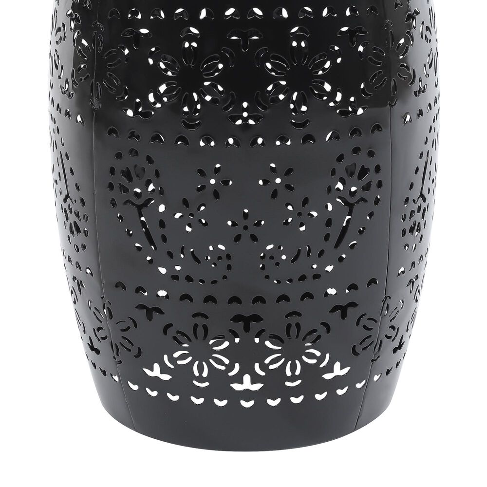 Hearth and Haven Outdoor Side Table with Built-In Solar Battery in Black, , large