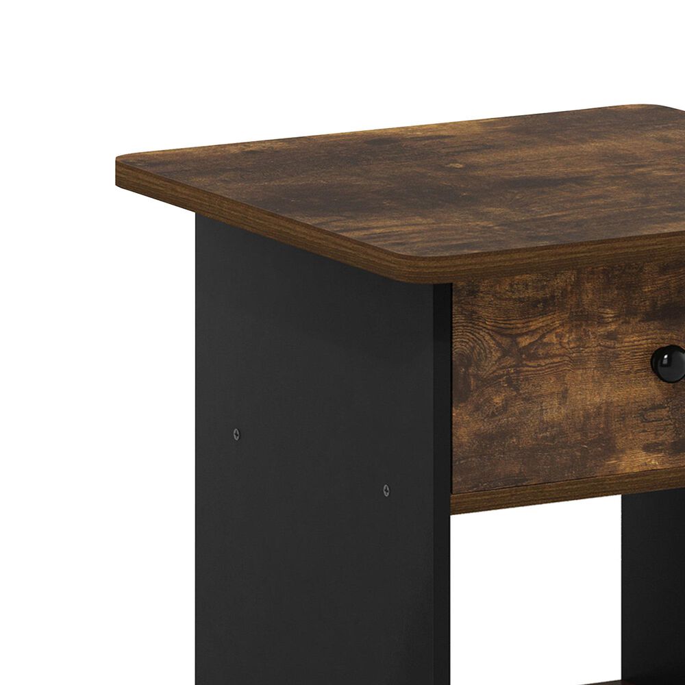 HOMLUX 1-Drawer Modern Nightstand with Open Shelf in Amber Pine and Black, , large