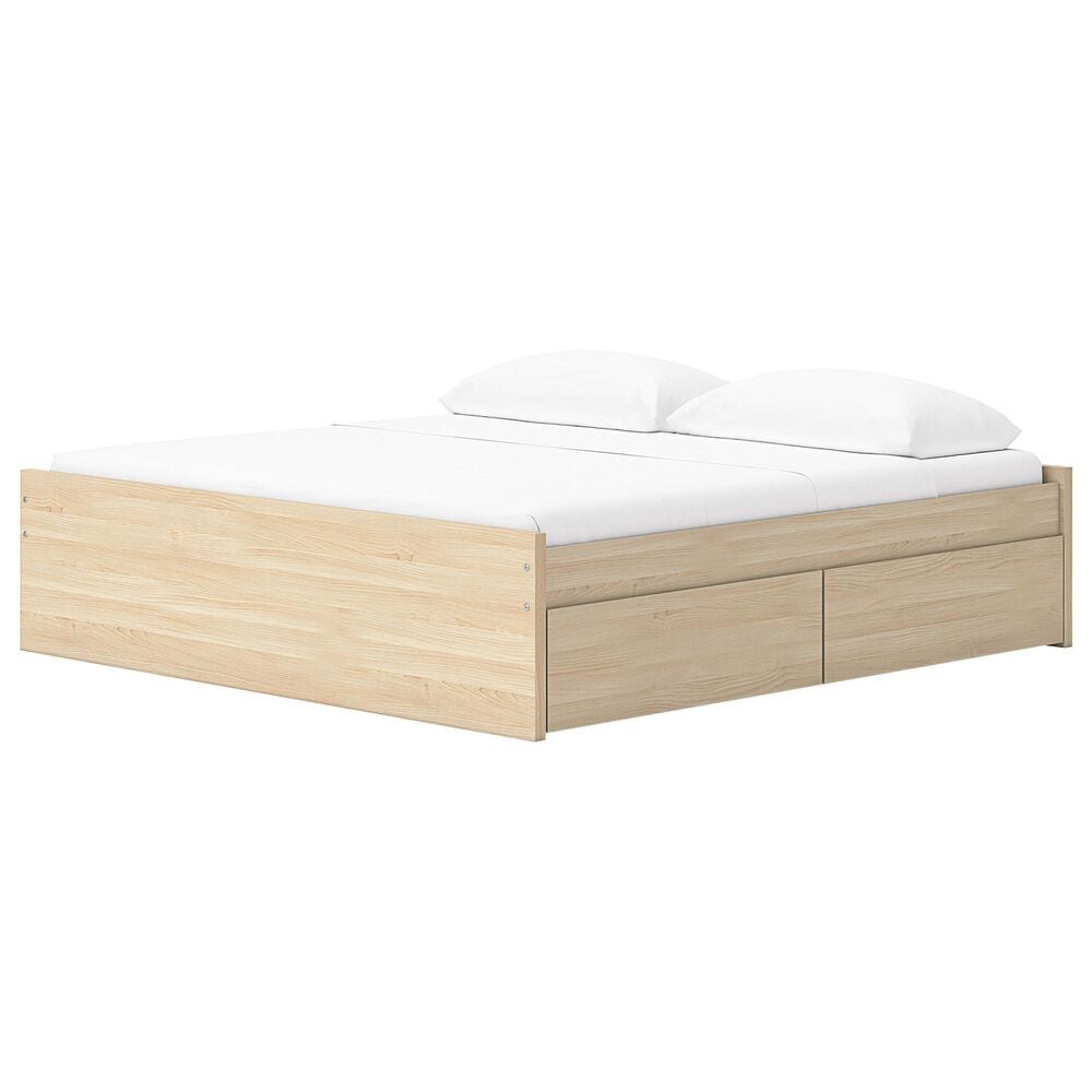 Ashley Onita King Platform Bed with 2 Side Storage in Natural, , large