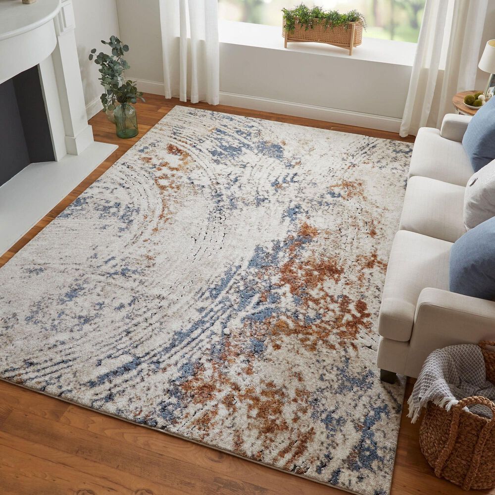 Feizy Gilmore 5&#39;3&quot; x 8&#39; Ivory and Rust Area Rug, , large
