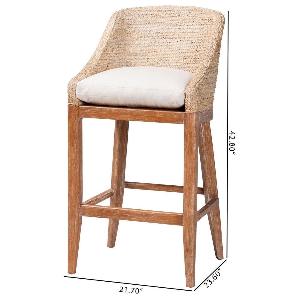 Baxton Studio Jasper Bar Stool in White Wash, , large
