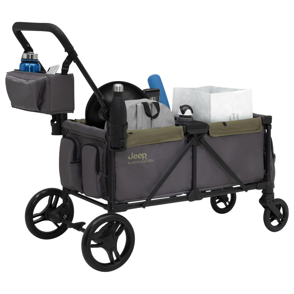Delta Jeep Sport All-Terrain Stroller Wagon in Grey and Olive Green, , large