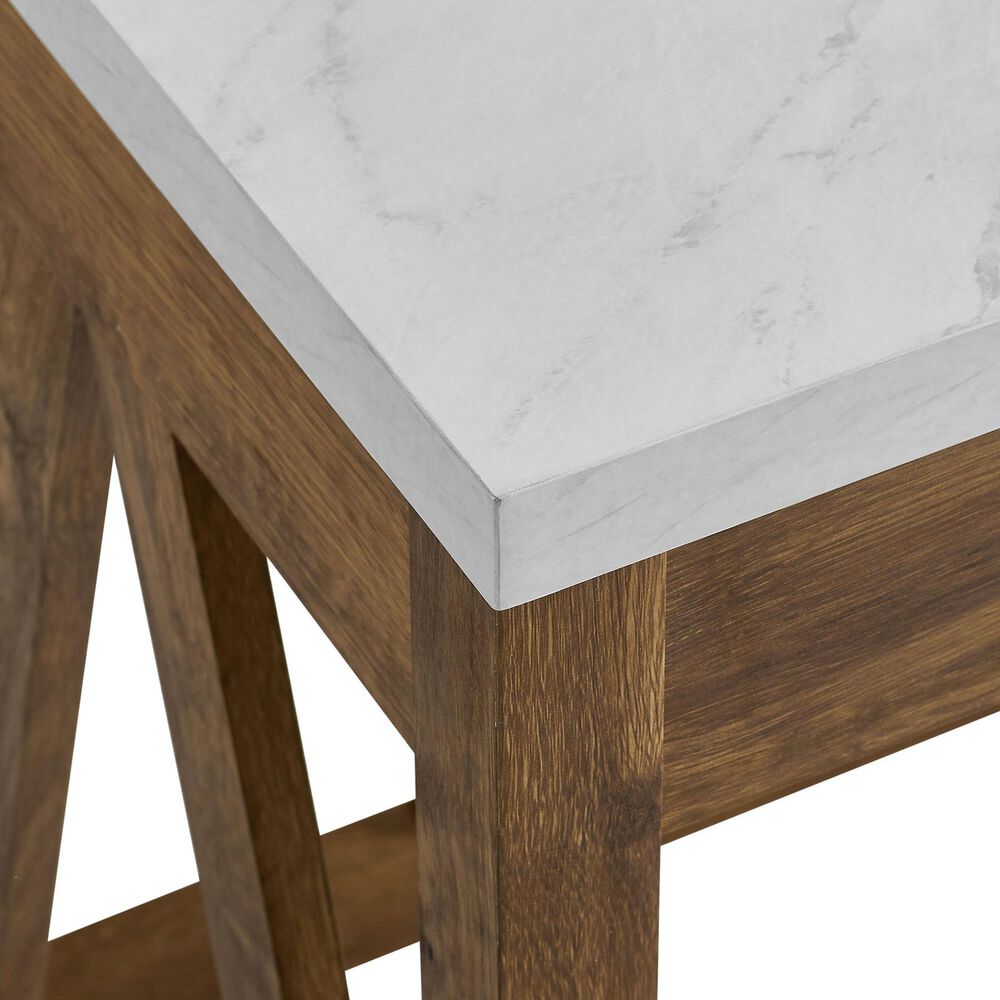 Walker Edison 46&quot; A-Frame Computer Desk in Natural Walnut and White, , large