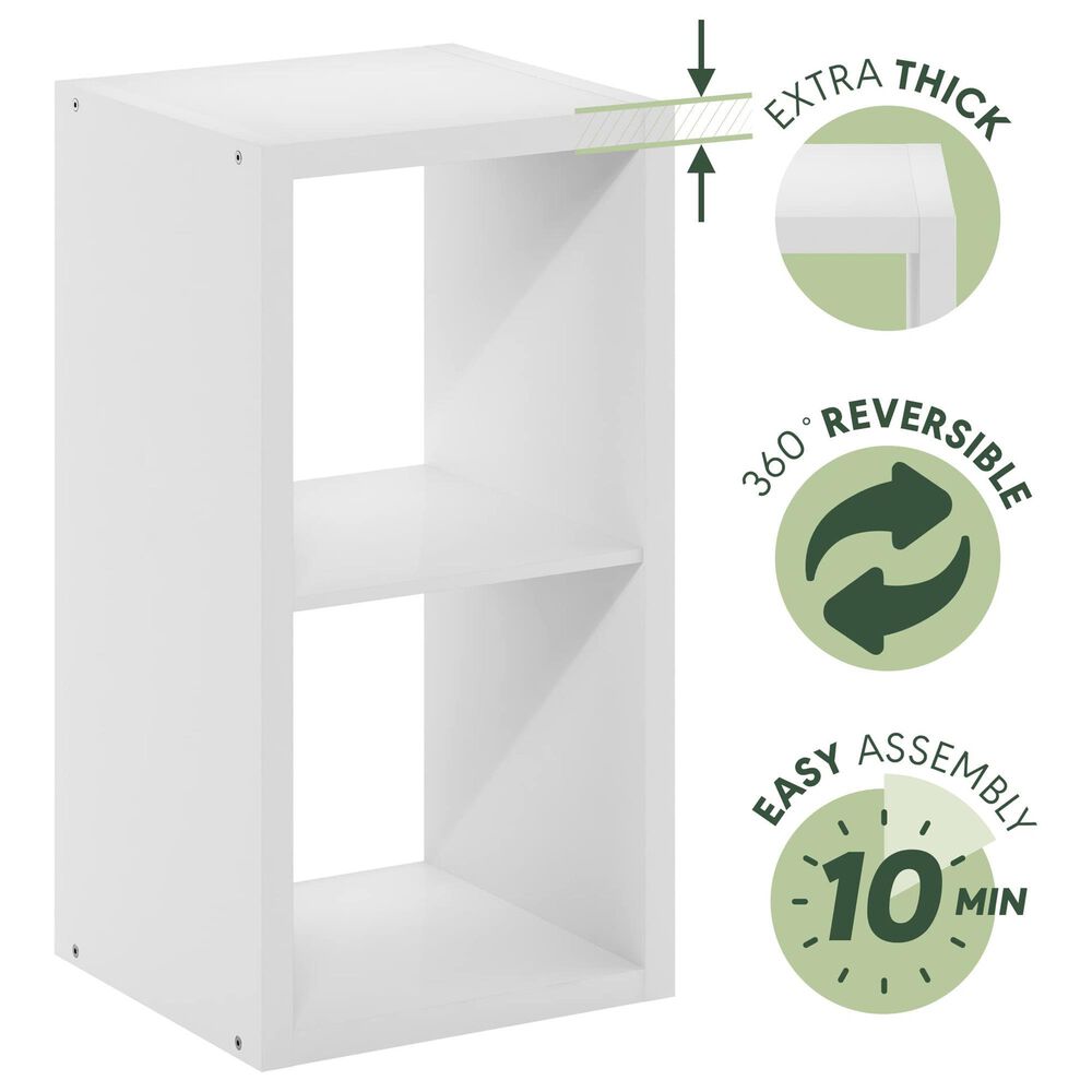 HOMLUX 2-Cube Reversible Open Back Bookshelf in White, , large