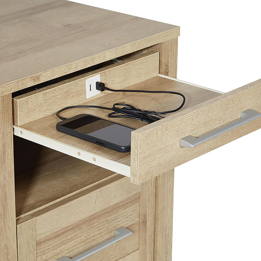 Valor Living Stonebrook 1-Drawer Nightstand with 2 USB Ports in Canyon Oak, , large