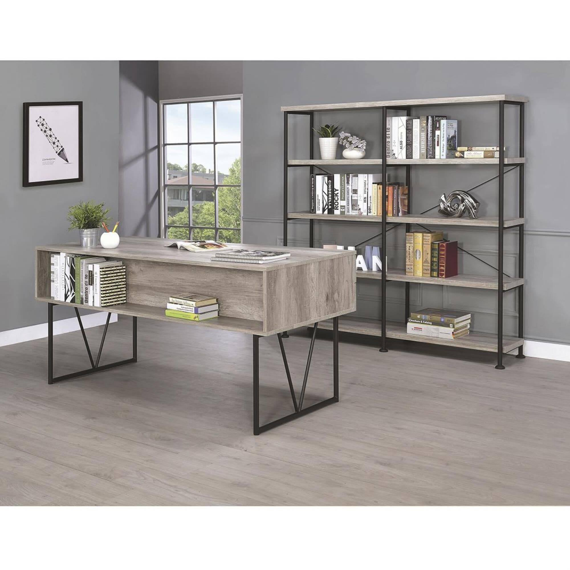 Grey driftwood shop desk