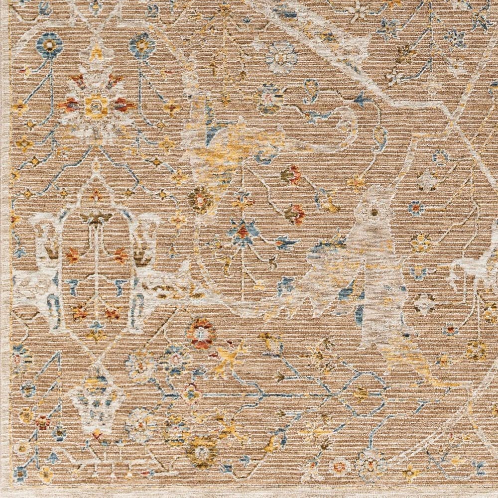 Surya Reina Light Brown, Tan, Denim, Rust, Olive, Light Gray, Cream and Mustard 7&#39;10&quot; Round Area Rug, , large