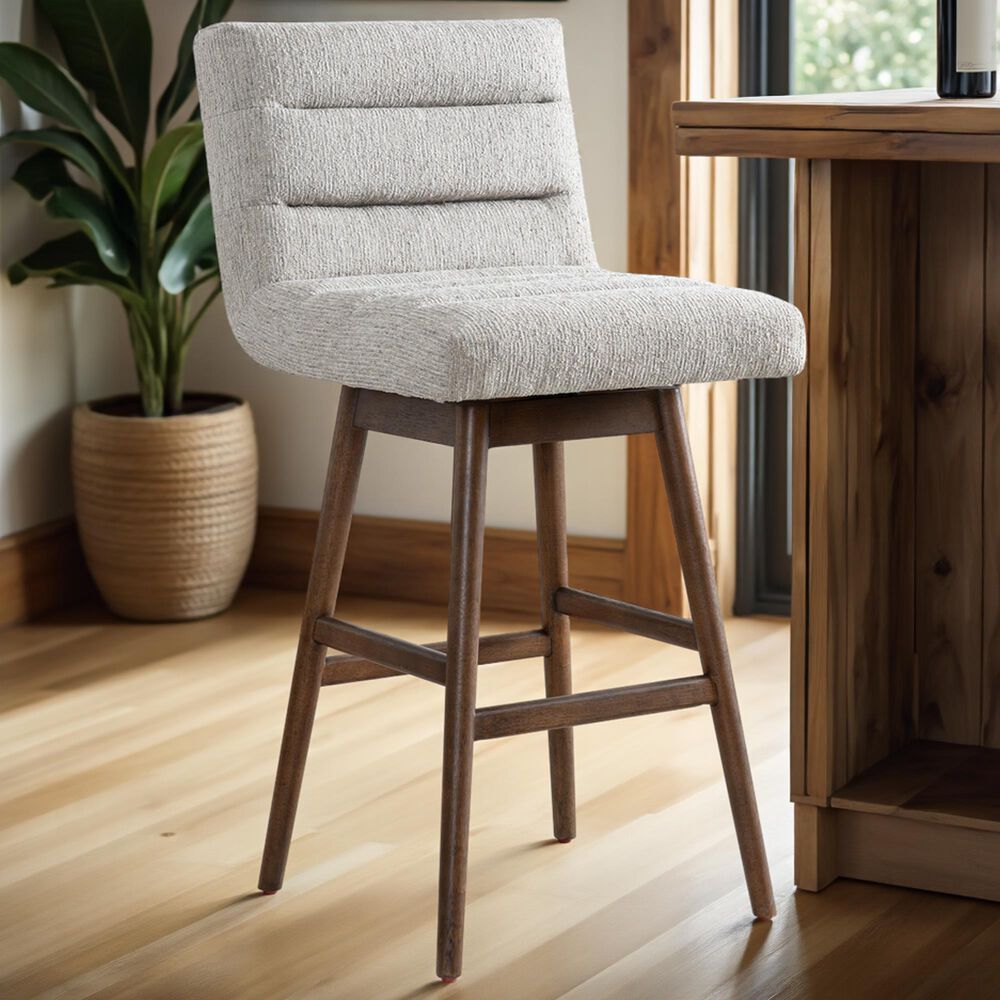 Armen Living Elias 30" Swivel Bar Stool in Brown Oak, , large