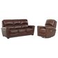 Chateau d"Ax Stationary Leather Sofa and Recliner Set in Red Brown, , large