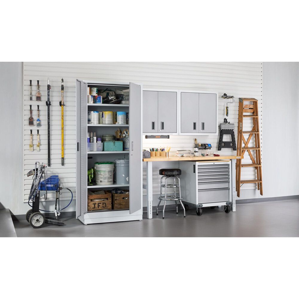 Gladiator Premier Pre-Assembled 84&quot; Cabinet in Hammered White and Gray Slate, , large