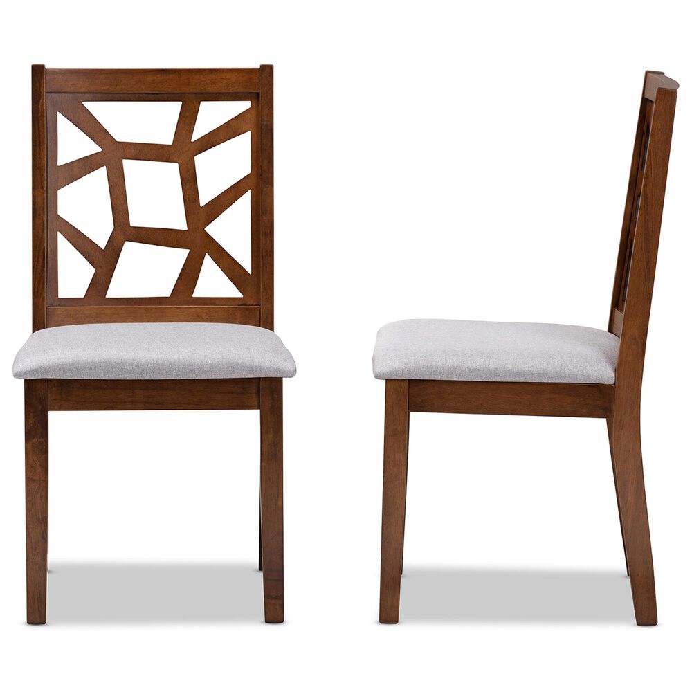 Baxton Studio Abilene Side Chair with Grey Cushion in Walnut Brown (Set of 2), , large