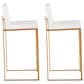LumiSource Fuji 30" Bar Stool with White Upholstery in Gold (Set of 2), , large