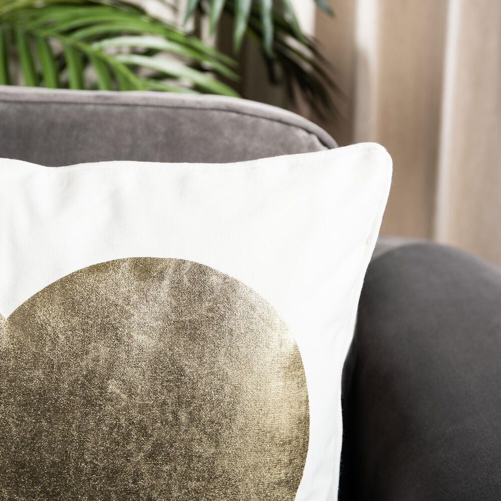 Safavieh Heart of Gold 16&quot; Pillow in Gold and Beige, , large
