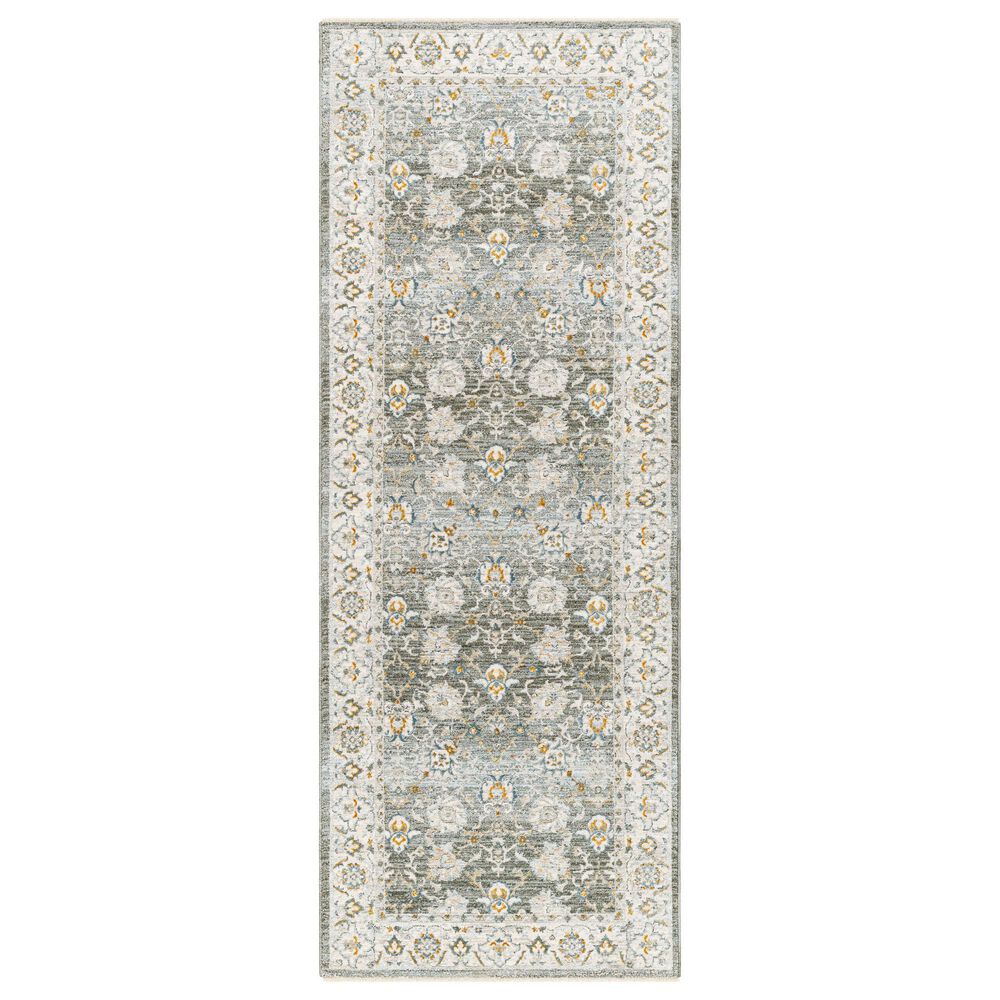 Surya Dresden Deep Teal, Taupe, Dusty Sage, Off-White, Light Gray, Mustard and Olive 2'7" x 10' Runner, , large