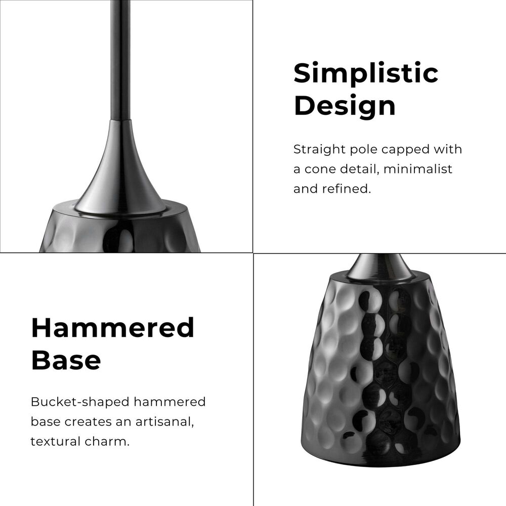 Furniture of America Gleam Round End Table in Black Nickel and Radiating Blue, , large