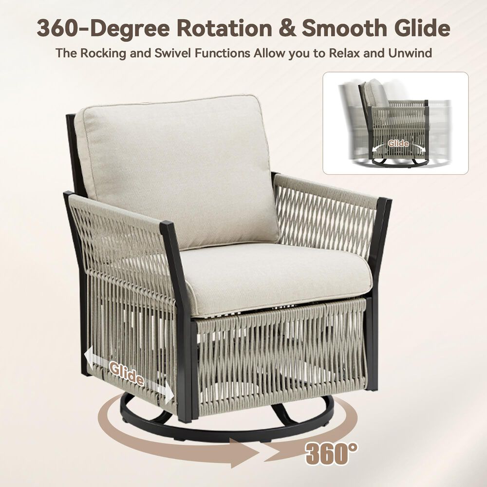 Sunwell Garden Patio Swivel Glider Chair in Beige (Set of 2), , large