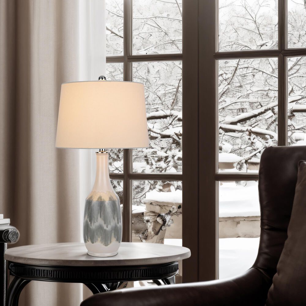 Cal Lighting Ely Ceramic Table Lamp in Milky White and Smoky Gray, , large