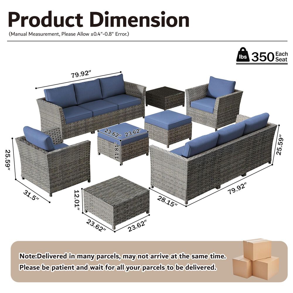 HOMLUX 12-Piece Patio Conversation Set in Denim Blue, , large