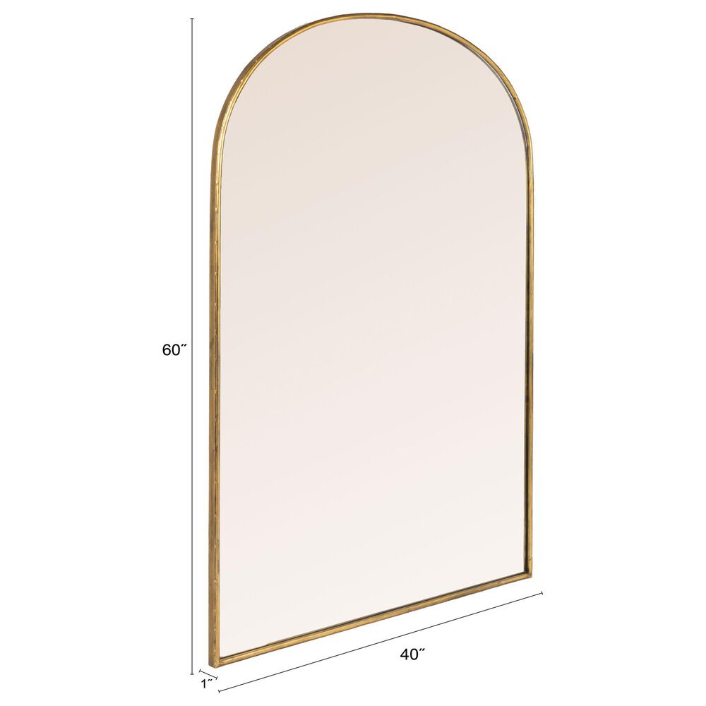 Creative Coop Arched Metal Framed Wall Mirror in Warm Gold, , large