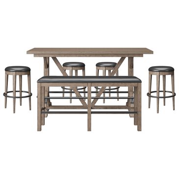 Golden Wave Furniture Benton 6-Piece Rectangular Dining Set in Pecan Brown, , large