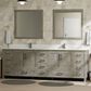 Lexora Home Jacques 84" Double Bathroom Vanity in Distressed Grey with 2 cm White Quartz Top and Rectangular Sinks, , large