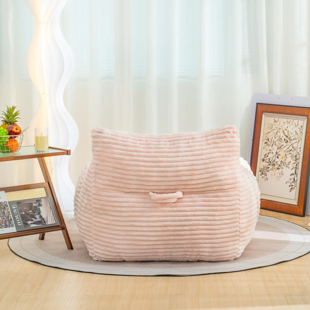 Hearth and Haven Oversized Corduroy Bean Bag Chair with Armrests in Pink, , large