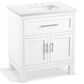 Kohler Quo 30" Single Bathroom Vanity in White with 3 cm Pure White Quartz Top and Oval Sink, , large