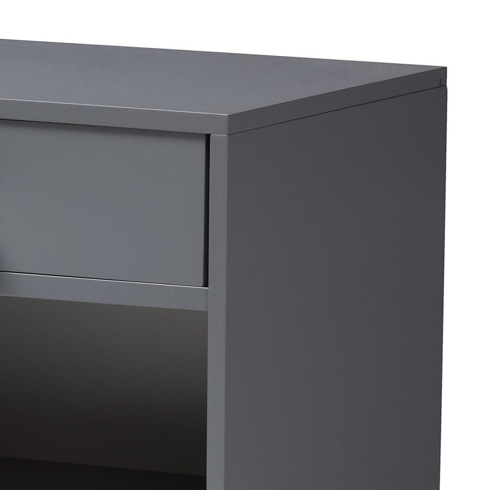 Baxton Studio Deirdre 1-Drawer Nightstand in Grey, , large