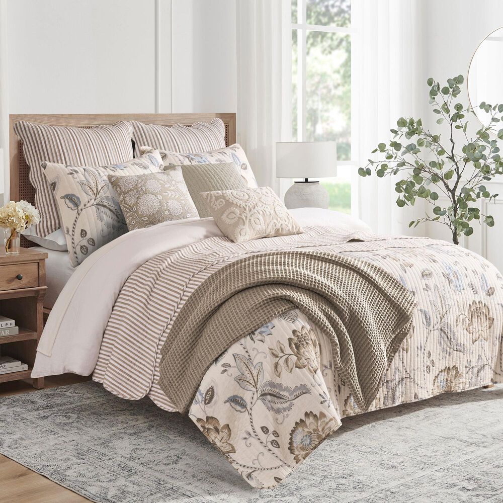 Levtex Martha 3-Piece King/Cal King Quilt Set in Taupe and White, , large