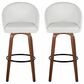 LumiSource Matisse 30" Swivel Barstool with White Faux Leather Upholstery in Walnut and Black (Set of 2), , large