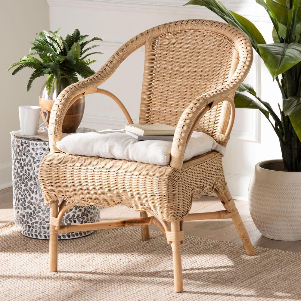 Baxton Studio Reinu Arm Chair in Natural, , large