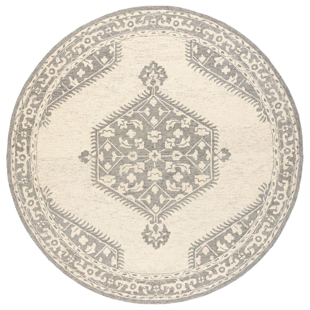 Surya Granada GND-2307 8' Round Medium Gray, Beige and Charcoal Area Rug, , large