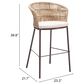 Zuo Modern Freycinet Patio Barstool with Natural Frame in Gray (Set of 2), , large