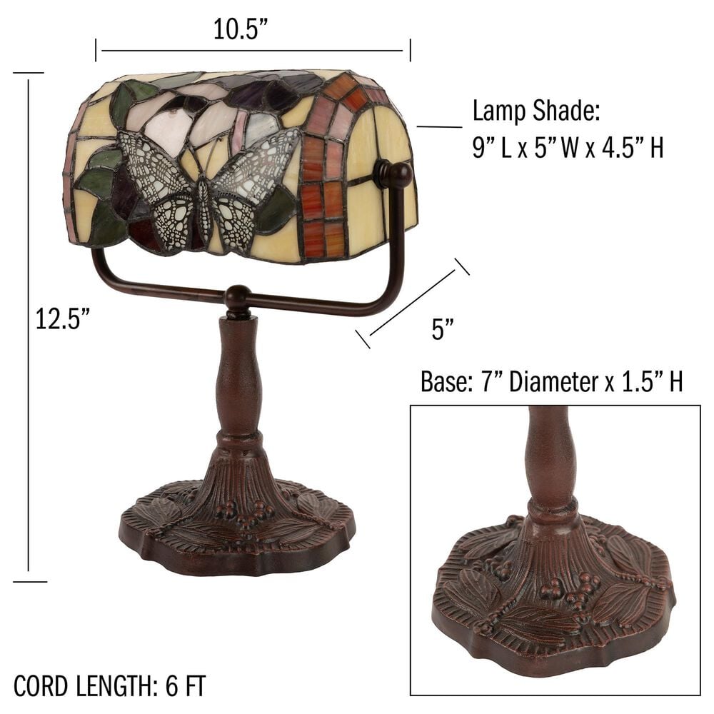 Timberlake Tiffany Style Bankers Lamp in Brown, , large