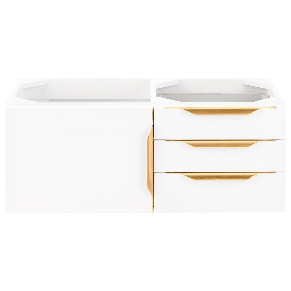 James Martin Mercer Island 36"" Single Bathroom Vanity Cabinet in Glossy White with Brushed Gold Hardware, , large