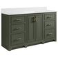 37B Lucerne 60" Single Bathroom Vanity in Deep Olive Green with Marble Top and Backsplash, , large