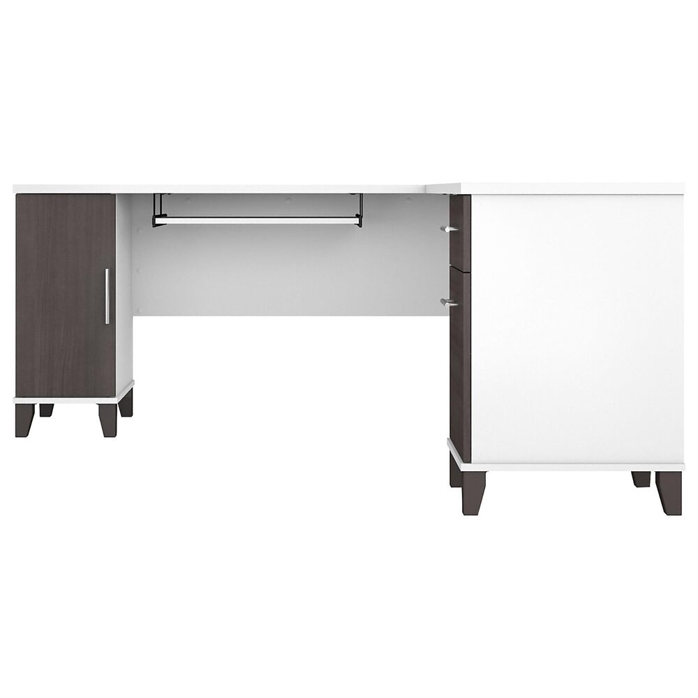 Bush Somerset 72&quot; L-Shaped Desk with Hutch in Storm Gray and White, , large