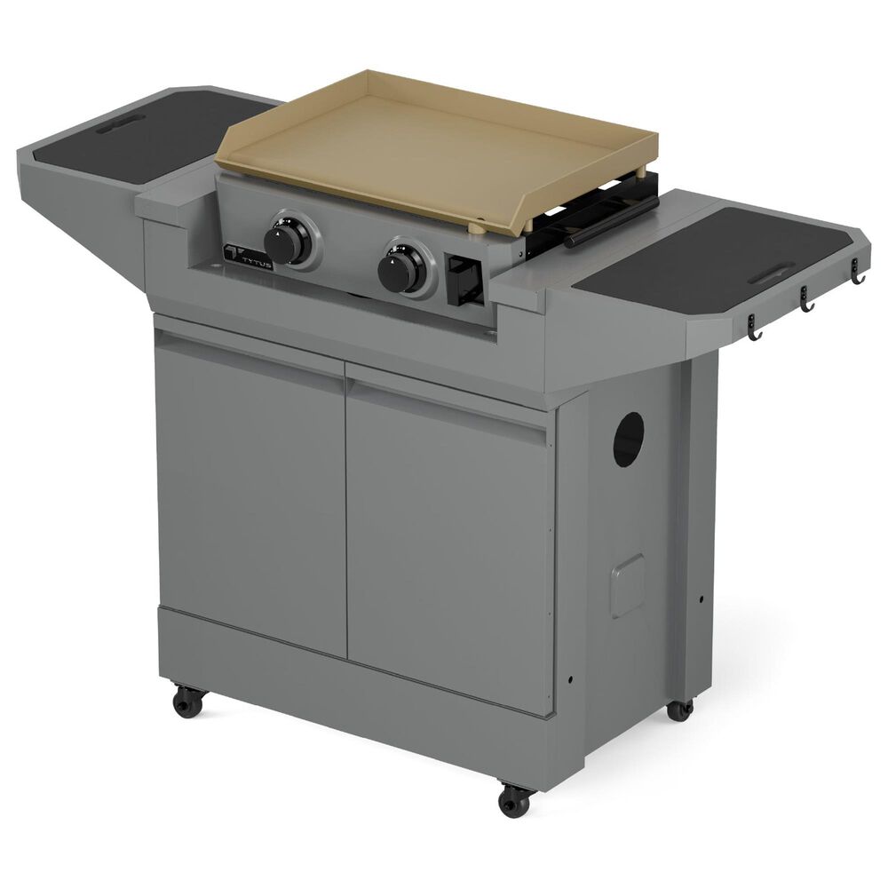 Tytus Emberwood Grill and Prep Cart with 2-Burner 22" Gas Tabletop Griddle in Gunmetal Gray, , large