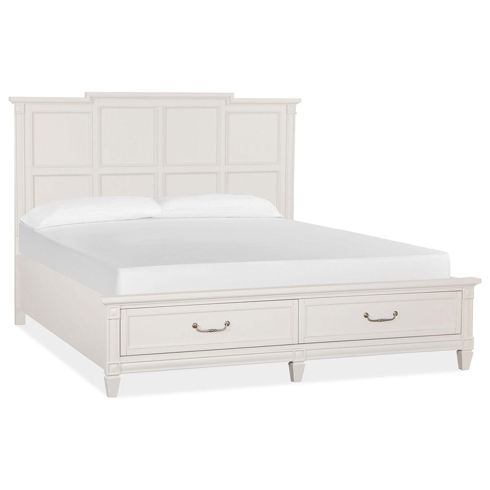 Nicolette Home Willowbrook King Storage Bed with Two Nightstands in Egg Shell White, , large