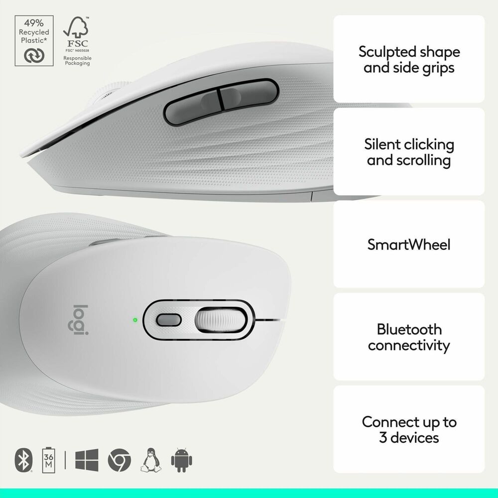 Logitech Signature Comfort Wireless Mouse in Off-White, , large