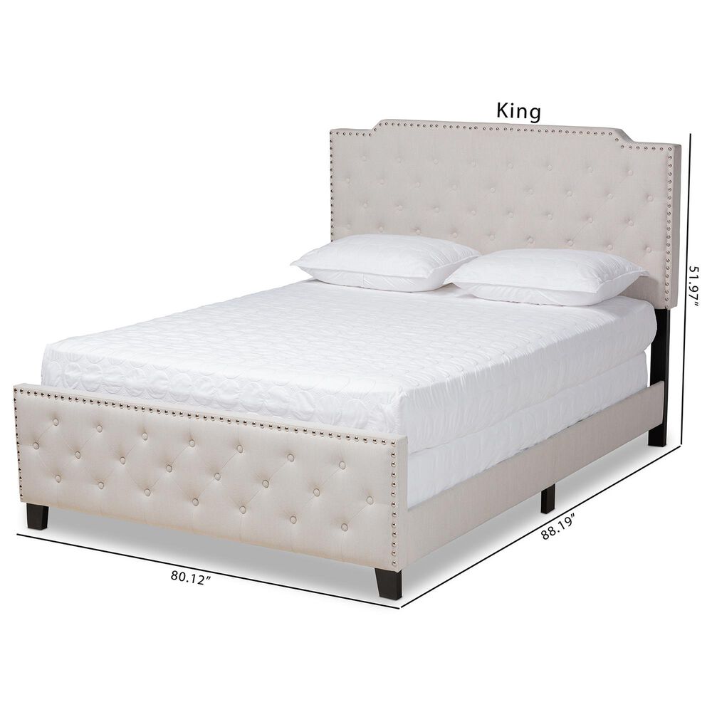 Baxton Studio Marion King Panel Bed with Beige Upholstered in Black, , large