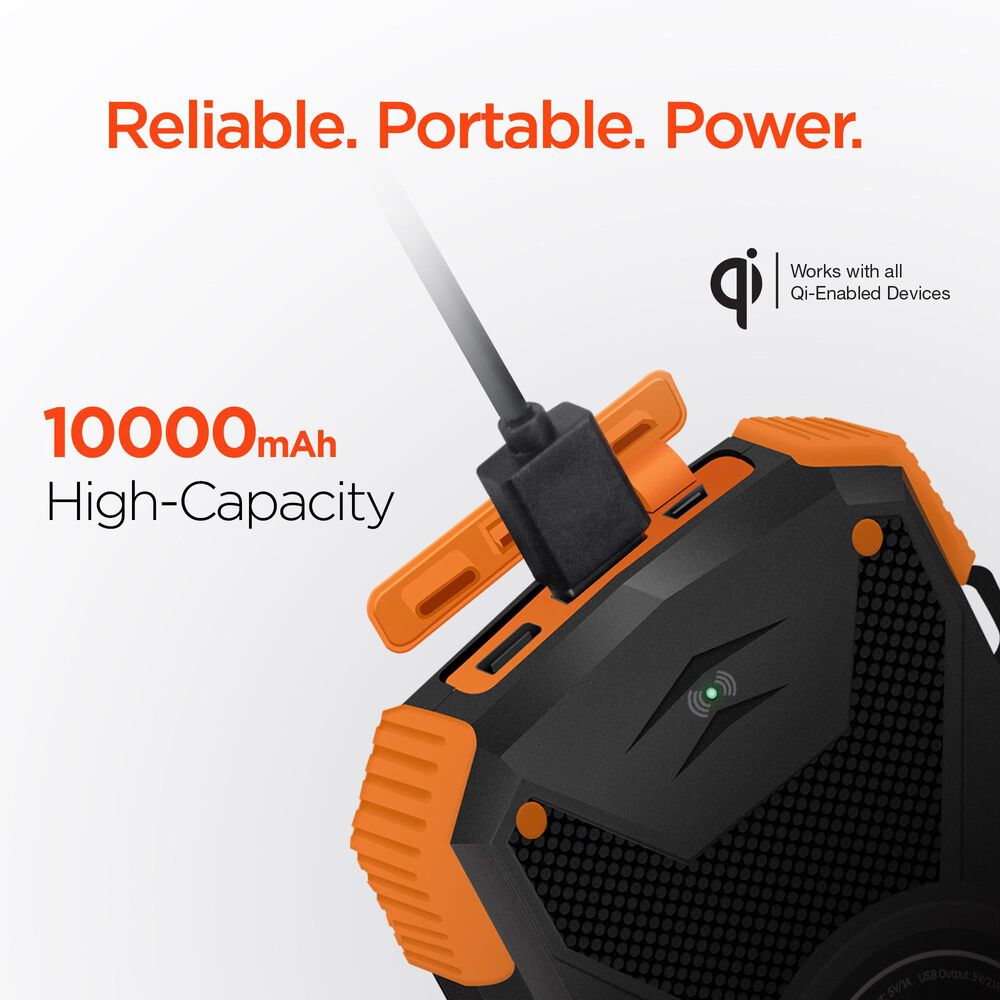 Hypercel Solar 10000 mAh Wireless Power Bank in Black, , large