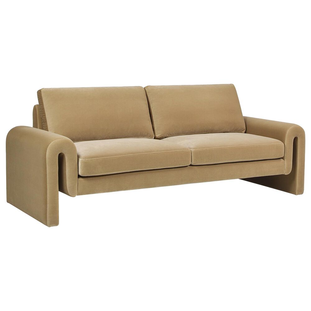 Jennifer Taylor Home Mason Stationary Sofa in Camel Brown Beige Velvet, , large