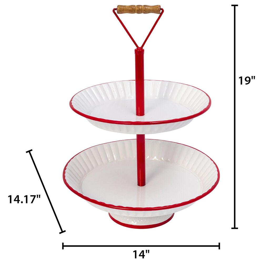 The Gerson Company 19.3" Serving Tray in White and Red NFM