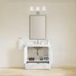 37B Claudine 36" Single Bathroom Vanity in Bright White with Glossy White Composite Stone Top and Backsplash, , large