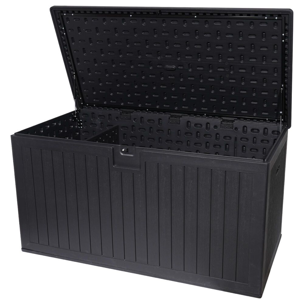 Hearth and Haven 260-Gallon Outdoor Plastic Deck Box with Elevated Base Design in Black, , large