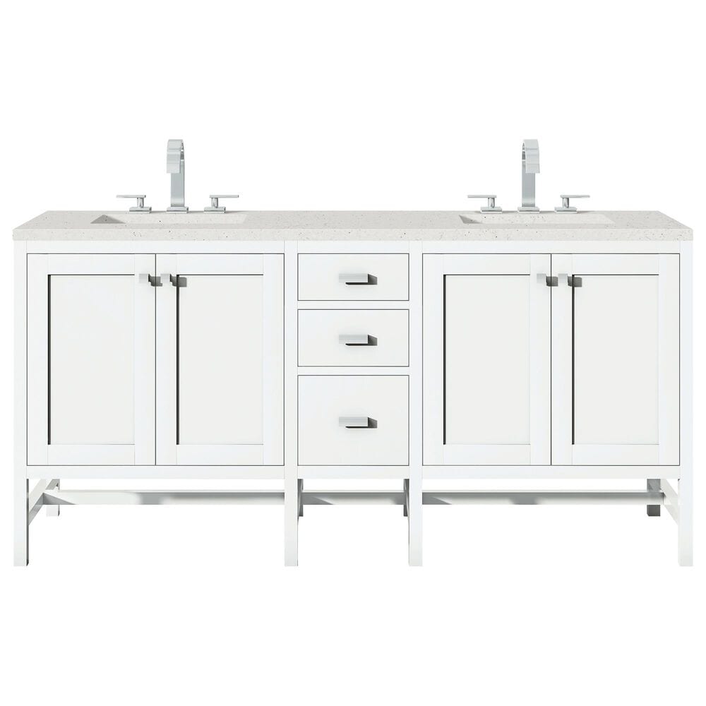James Martin Vanities Addison 72" Double Bathroom Vanity in Glossy White with 3 cm Lime Delight Quartz Top and Rectangular Sinks, , large